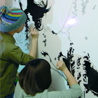 Wall painting at a salon Mon Lou Lou in Tokyo